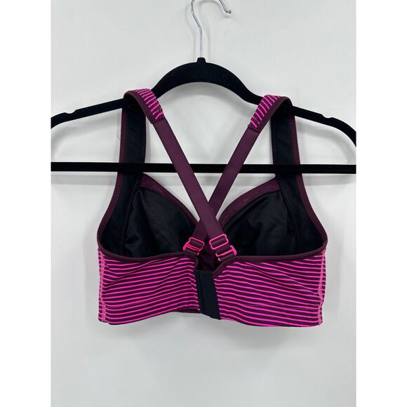 Lululemon Ta Ta Tamer II High Impact Sports Bra Hyer Stripe Raspberry Glo 34D - Picture 2 of 4